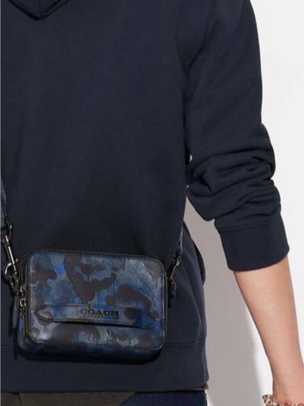 Coach Carter Leather Navy and Black Camo Belt Bag